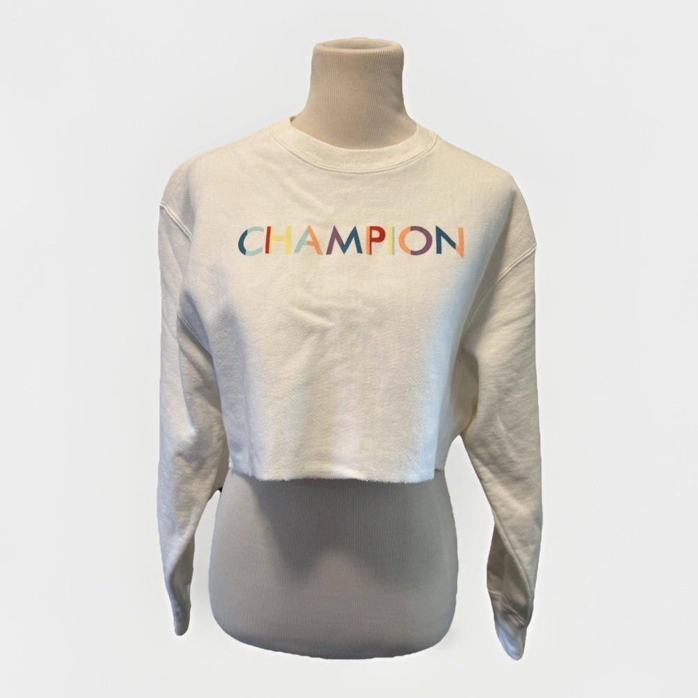 CHAMPION REVERSE WEAVE CROPPED CREW‎ WHITE WOMEN'S SMALL